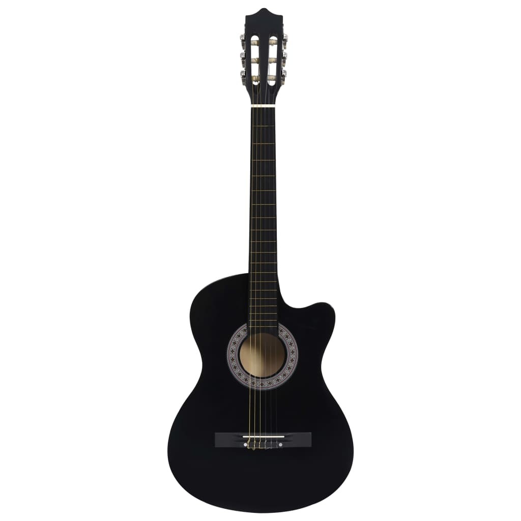 Western Acoustic Cutaway Guitar with 6 Strings Black 38"